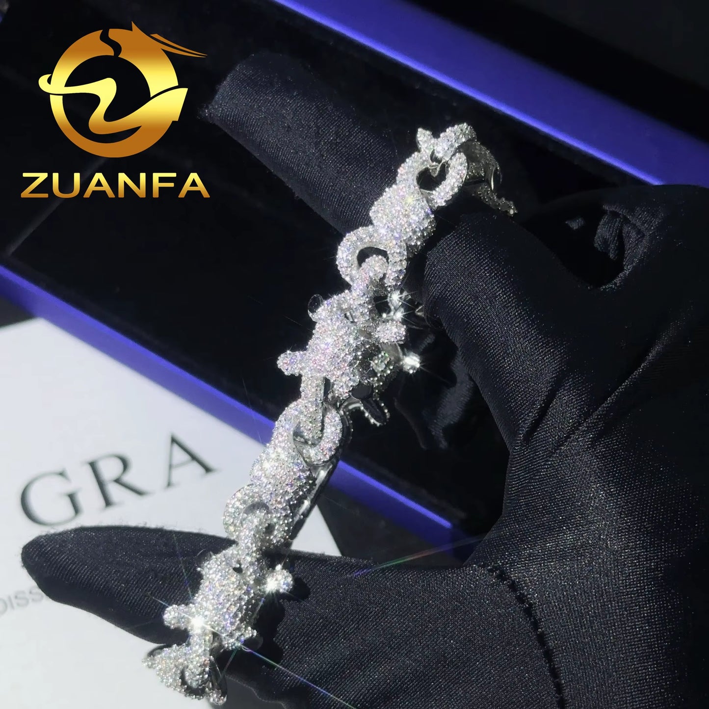 New Design Hip Hop Jewelry Iced Out Men Cuban Bracelet Twist Link 925 Silver Moissanite Bracelet Men Ready Shipping