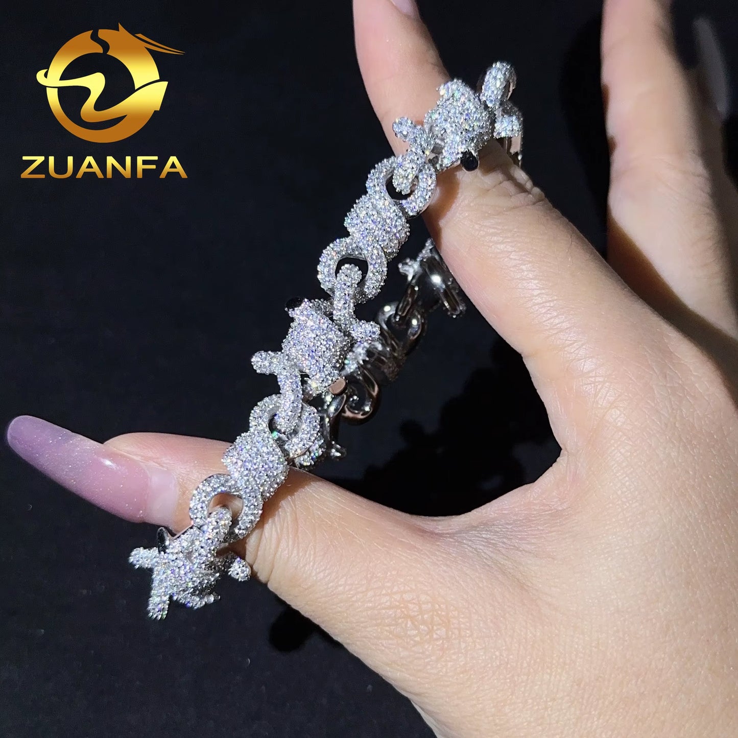 New Design Hip Hop Jewelry Iced Out Men Cuban Bracelet Twist Link 925 Silver Moissanite Bracelet Men Ready Shipping