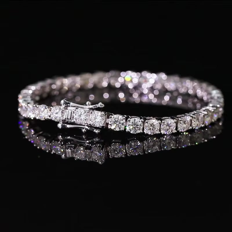 Factory Direct 925 Silver Iced VVS Moissanite Diamond Tennis Bracelet Fashionable 925 Silver Iced VVS Moissanite Bracelet