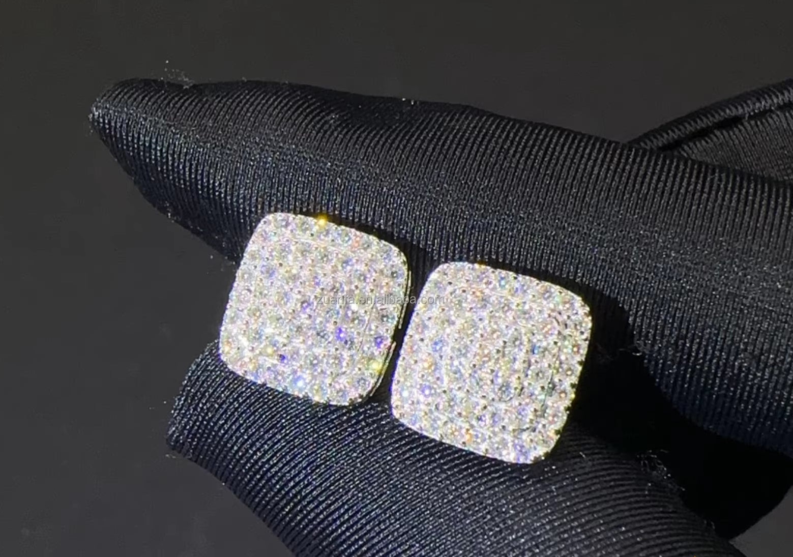 Drop Shipping Popular Pass Diamond Tester Unisex Iced Out Hip Hop 925 Sterling Silver Vvs1 Moissanite Diamond Stud Earrings Men