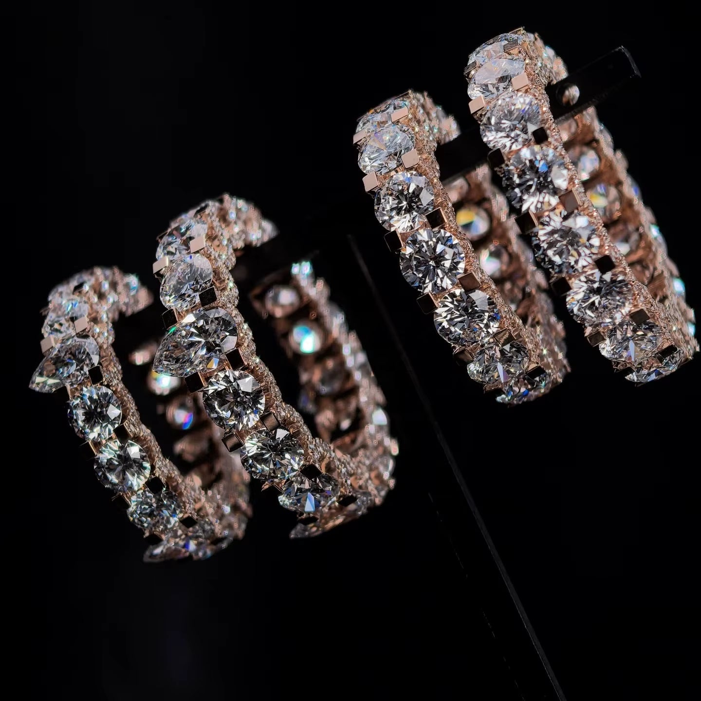 Custom Made 10K Solid Rose Gold 50 Pointers Side Iced Lab Grown Diamond CVD Eternity Ring Band for Men