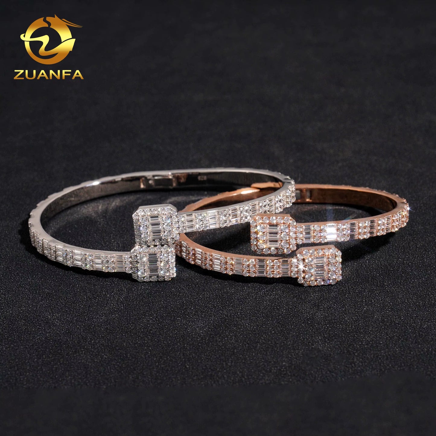 Iced Out Hip Hop Jewelry Cuban Bracelet 925 Sterling Silver Vvs Moissanite Baguette Cut Diamond Cuff Bangle Bracelet Men&Wome