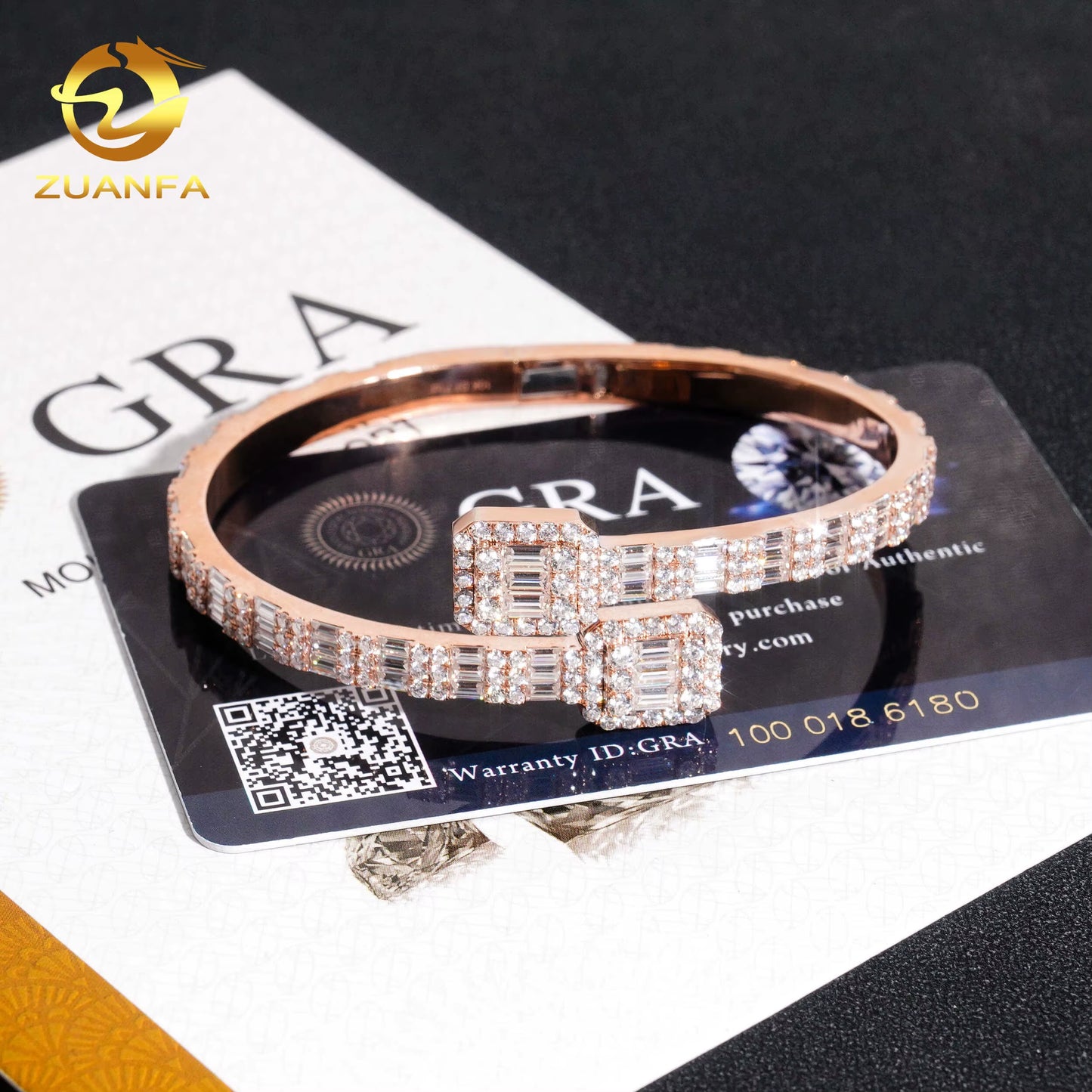 Iced Out Hip Hop Jewelry Cuban Bracelet 925 Sterling Silver Vvs Moissanite Baguette Cut Diamond Cuff Bangle Bracelet Men&Wome