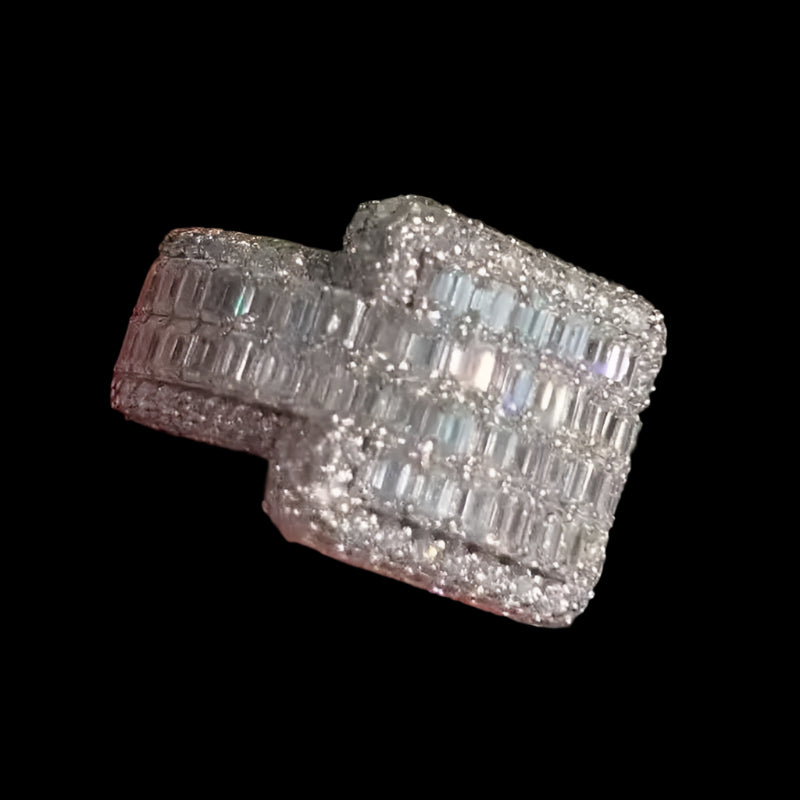 High End Moissanite Diamond Ring Hip Hop Style Fully Iced Out 925 Sterling Silver Moissanite Men Diamond Ring
