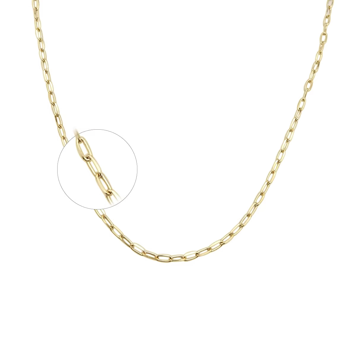 14K 18K Solid Gold Paper Clip Link Chain Necklace Real Karat Gold Chain 1.9Mm Paper Clip Chain Necklace Jewelry