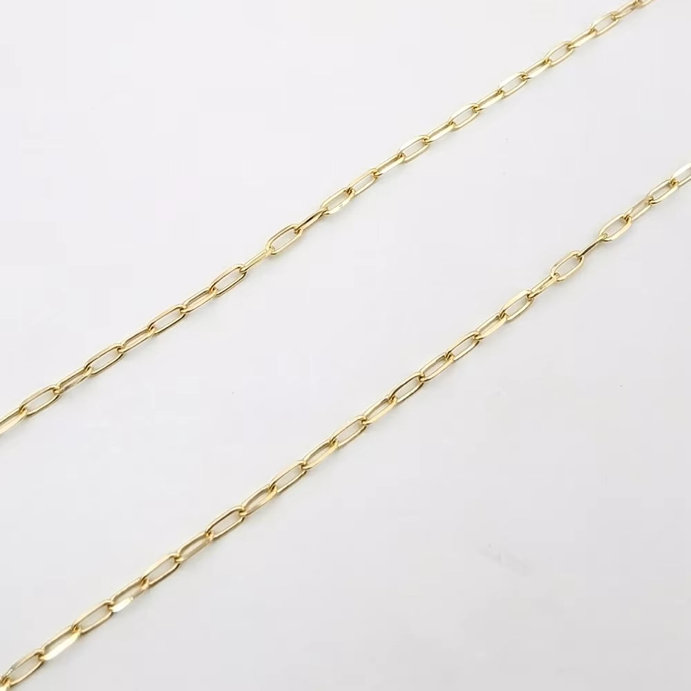14K 18K Solid Gold Paper Clip Link Chain Necklace Real Karat Gold Chain 1.9Mm Paper Clip Chain Necklace Jewelry