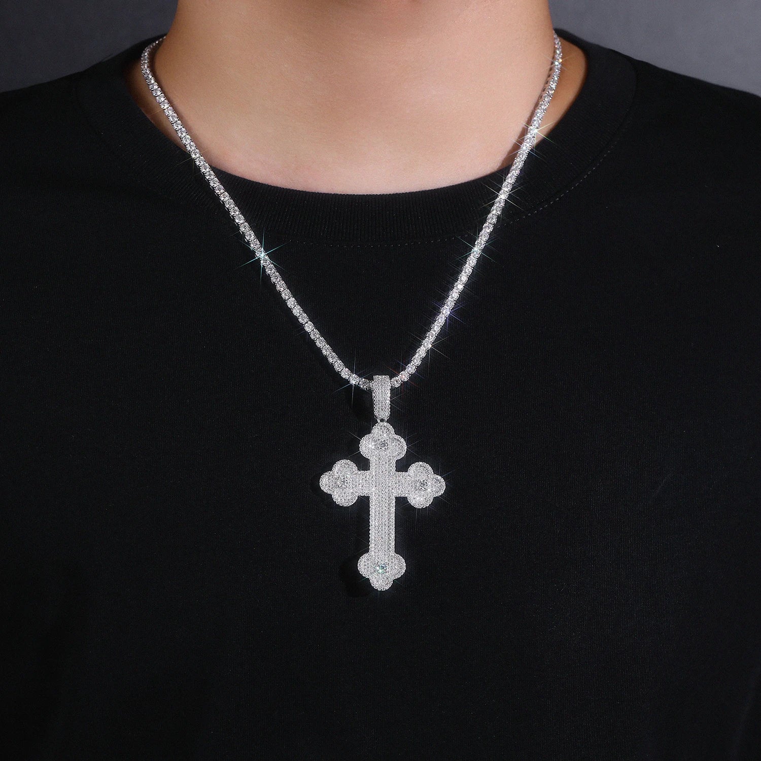 Clover Cross White Gold Pendant