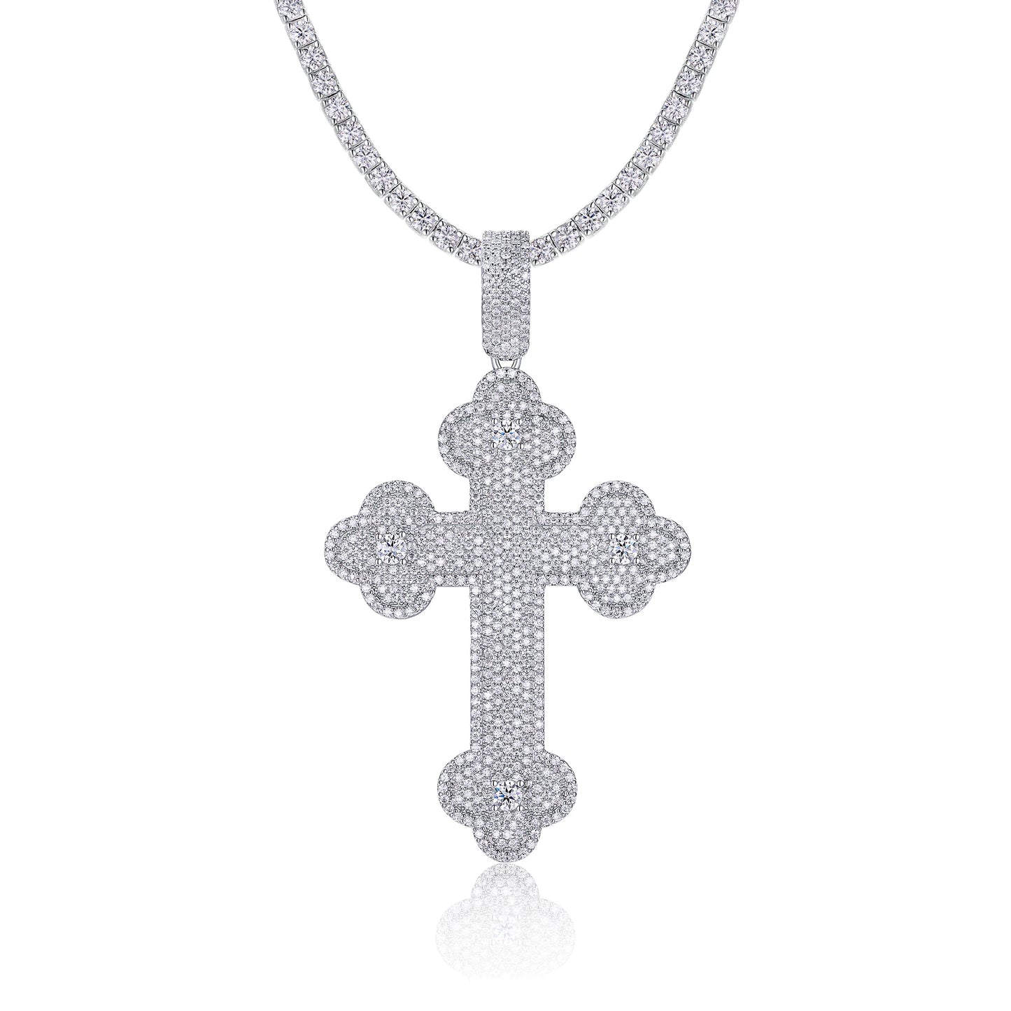 Clover Cross White Gold Pendant