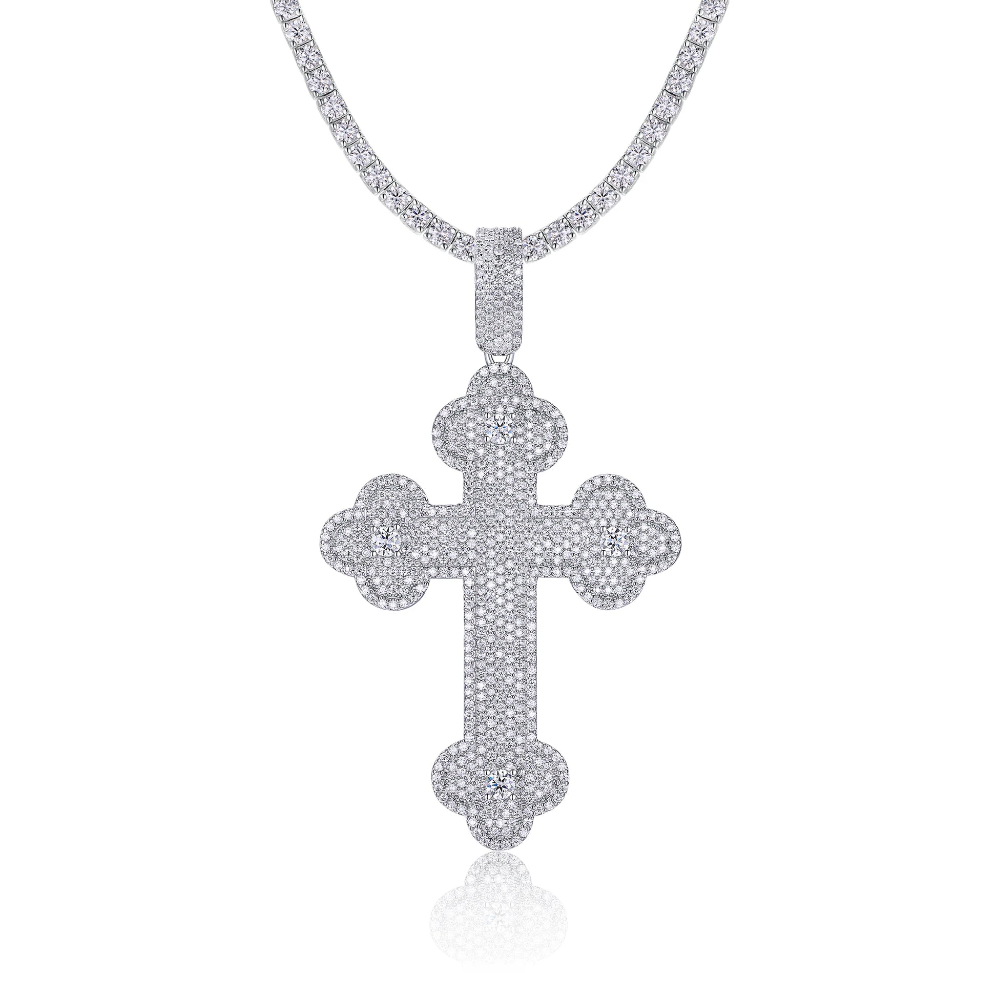 Clover Cross White Gold Pendant