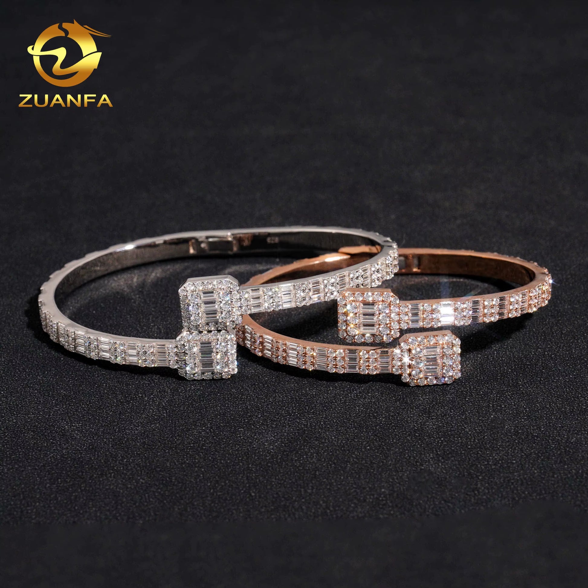 Iced Out Hip Hop Jewelry Cuban Bracelet 925 Sterling Silver Vvs Moissanite Baguette Cut Diamond Cuff Bangle Bracelet Men&Wome