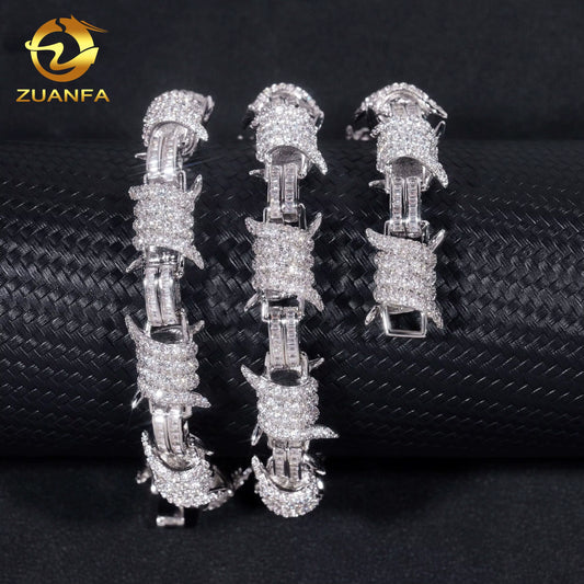 New Design Hip Hop Jewelry Iced Out Men Cuban Bracelet Twist Link 925 Silver Moissanite Bracelet Men Ready Shipping