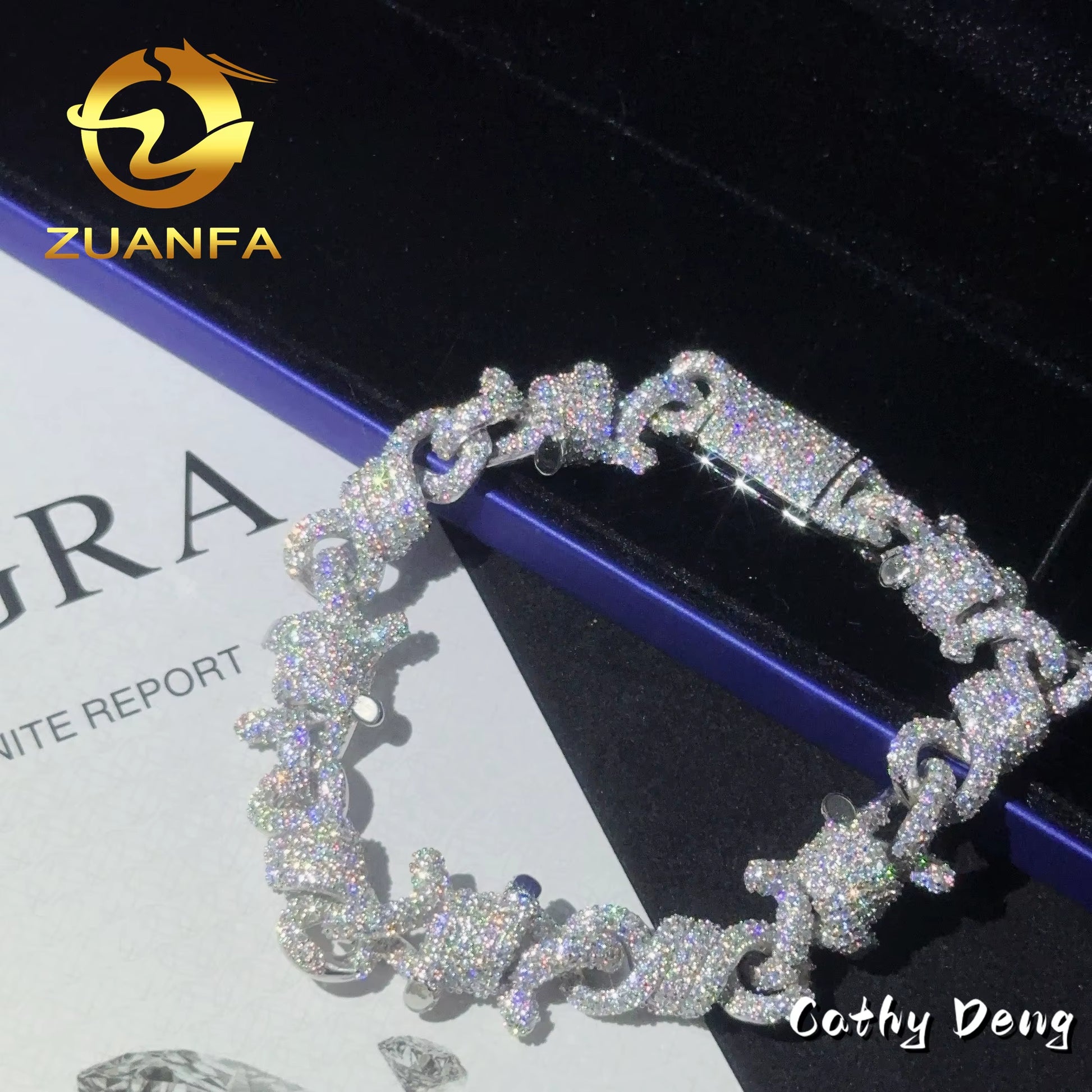 New Design Hip Hop Jewelry Iced Out Men Cuban Bracelet Twist Link 925 Silver Moissanite Bracelet Men Ready Shipping