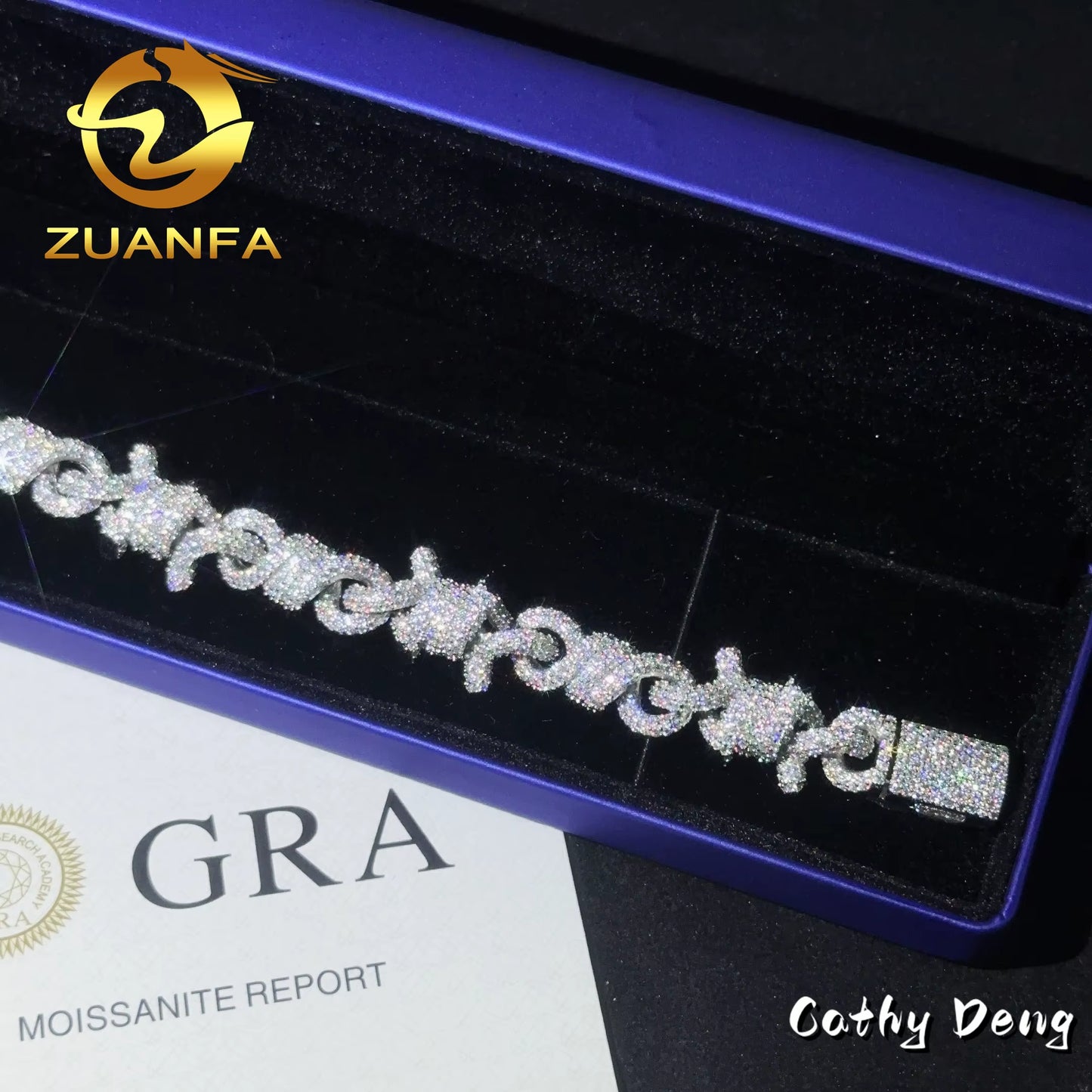 New Design Hip Hop Jewelry Iced Out Men Cuban Bracelet Twist Link 925 Silver Moissanite Bracelet Men Ready Shipping