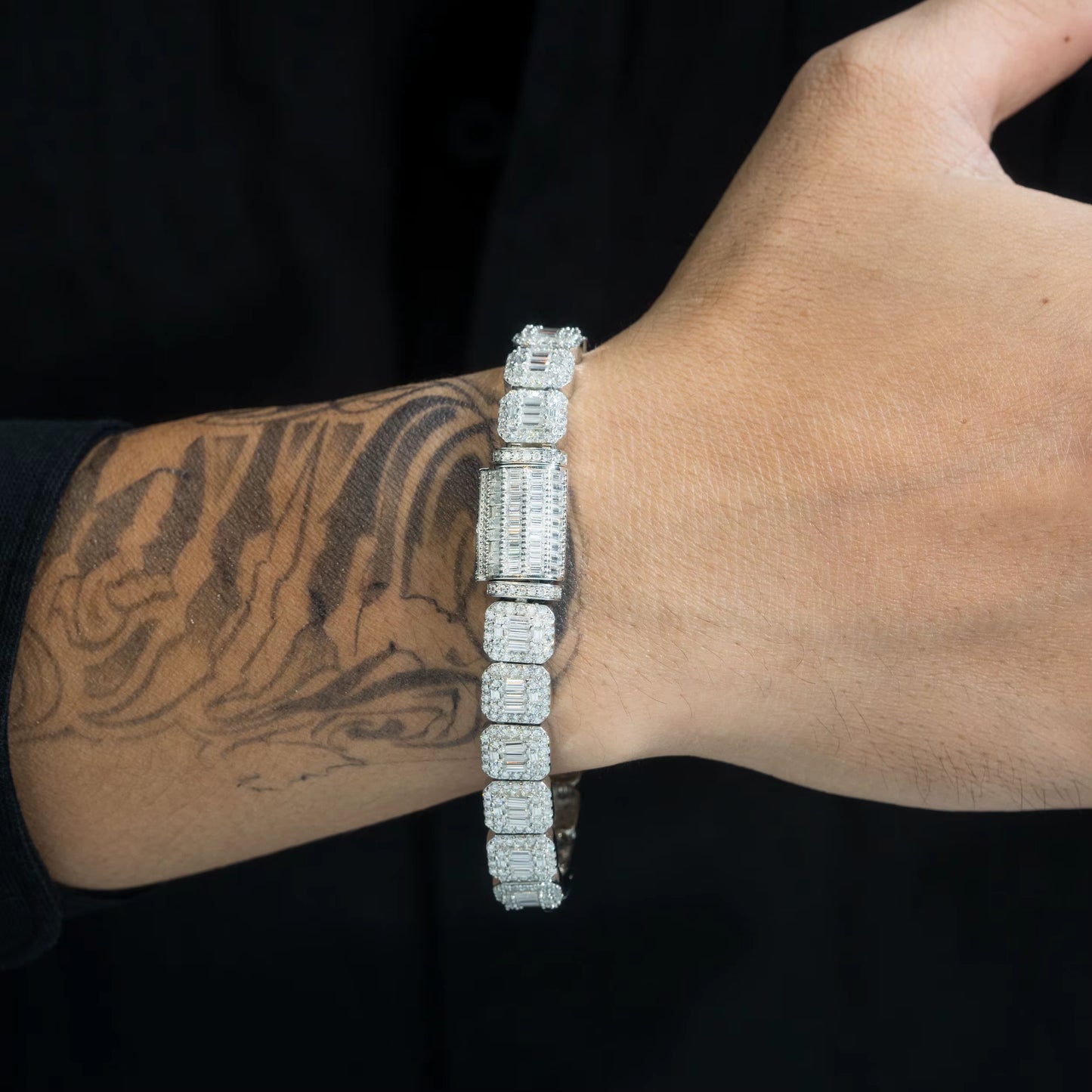 Pass Tester Custom Cuban Chain 925 Silver VVS Baguette Moissanite Hiphop Rapper Jewelry Iced Out Cuban Link Necklace