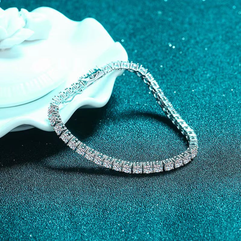 Factory Direct 925 Silver Iced VVS Moissanite Diamond Tennis Bracelet Fashionable 925 Silver Iced VVS Moissanite Bracelet