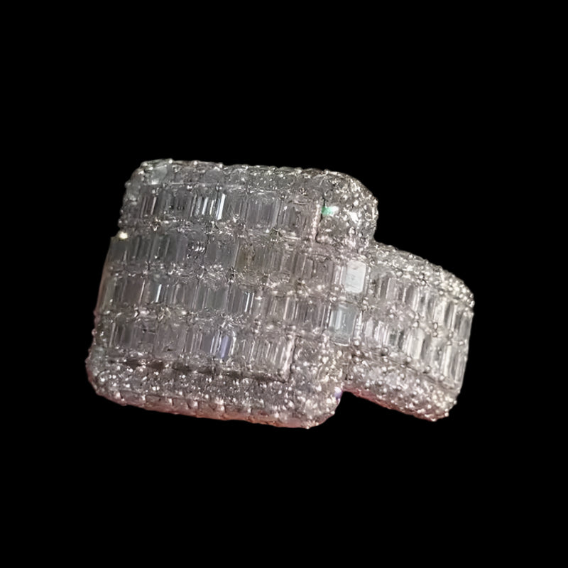 High End Moissanite Diamond Ring Hip Hop Style Fully Iced Out 925 Sterling Silver Moissanite Men Diamond Ring